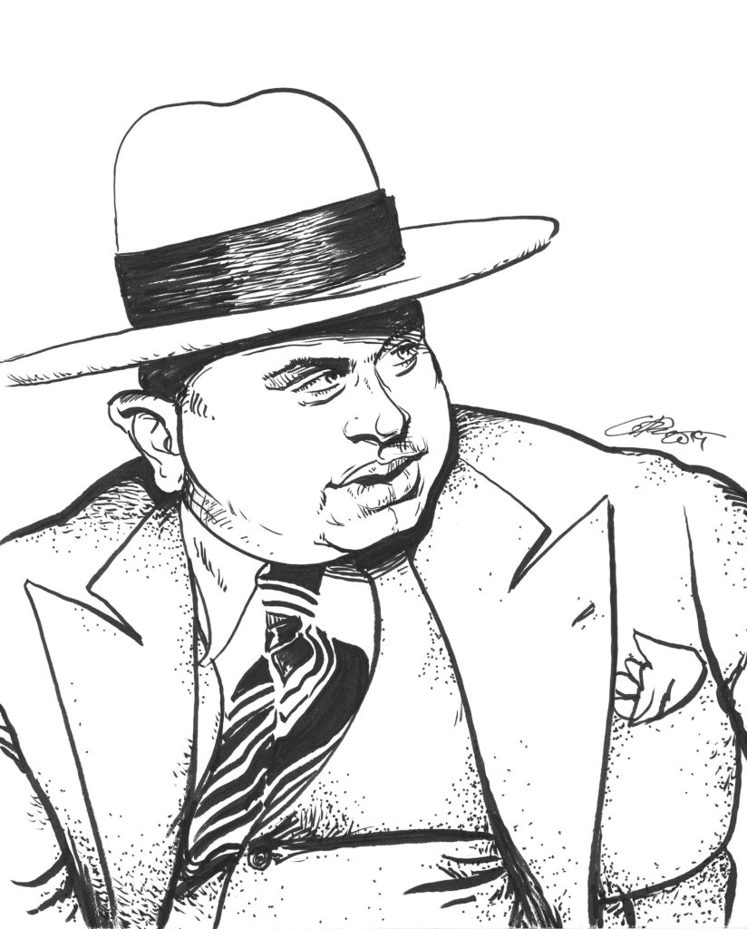 Al Capone Pen Brush Drawing